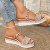 Fashion Summer Beach Vocation Bohemian Sandals Woman Wedge Heels Colorful Woven Platform Slippers Women Plus Size 43 Sandalias De Mujer