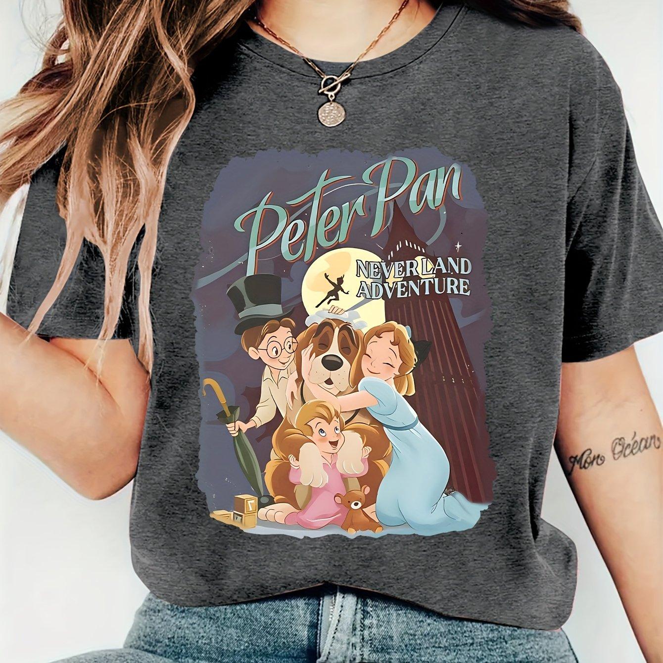 Womens Disney Official Peter Pan Wendy Darling Vintage Tee Neverland Adventure Graphic Shirt Soft Retro Disney TShirt Women S