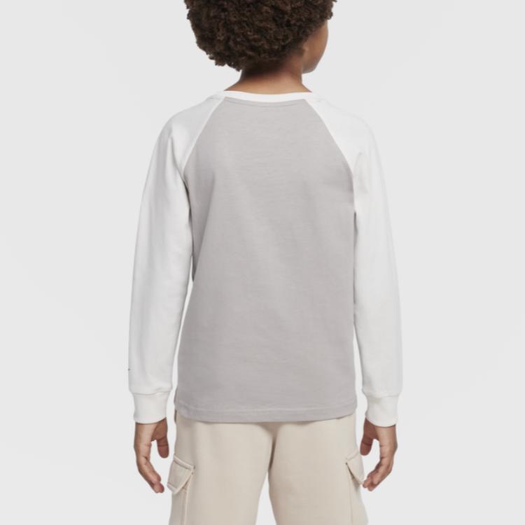 Nike Heritage T-Shirt Redux Round Neck Fashion Pullover Long Sleeve Kids tops University-Grey II3715-009