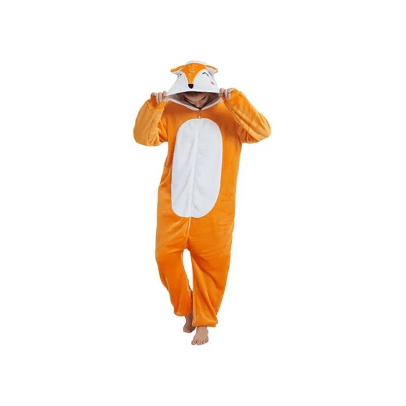 Kids Carnival Costume Kigurumi Onesie, Fox Model, Orange/White, 7-8 Years