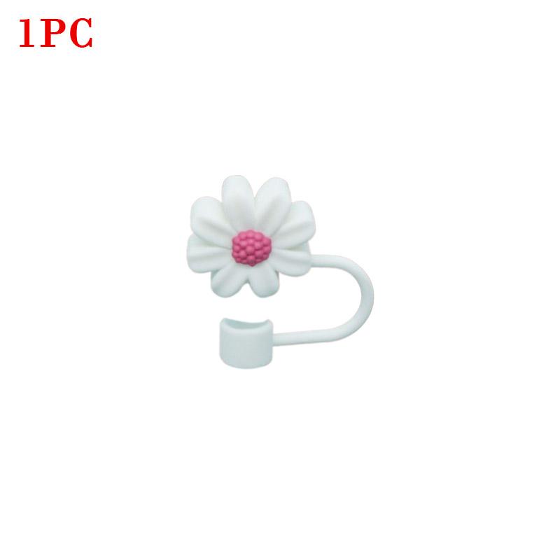 10PCS Silicone Straw Covers Cap Compatible with Stanley 30&40Oz Cup10mm Cute Flower Straw Toppers,Reusable Dust-Proof Straw Caps