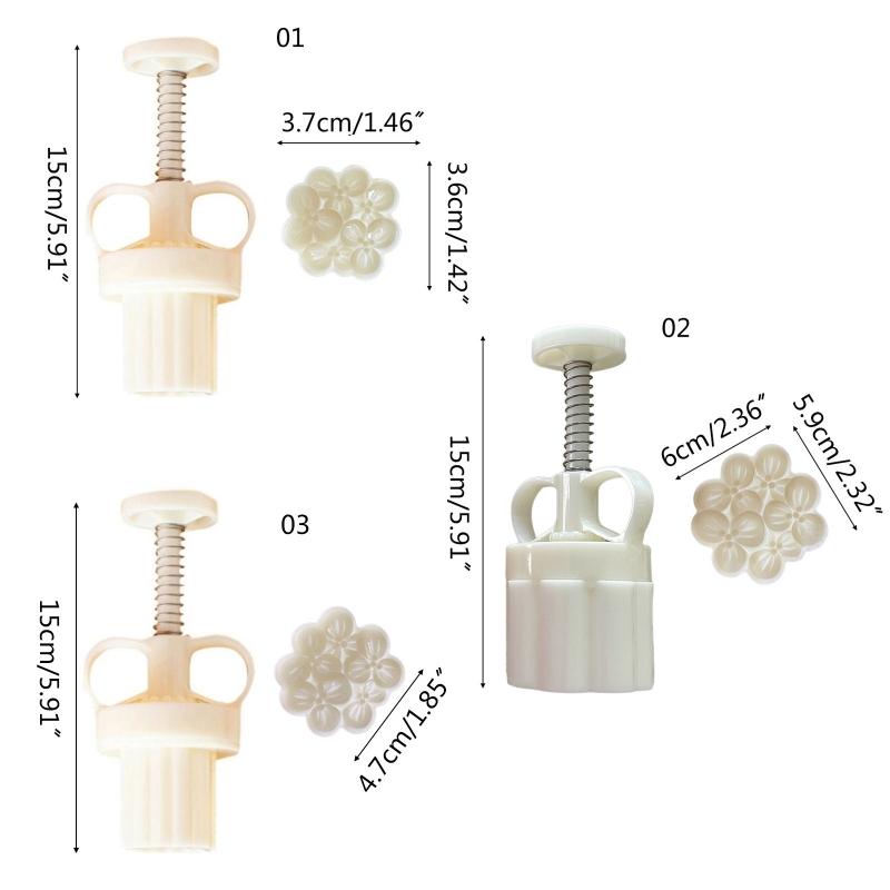 Plastic Mooncake Molds DIY Mooncake Stamps Osmanthus Shaped Baking Moulds Pastry Gadgets 3 Sizes for Mid-Autumn Festival