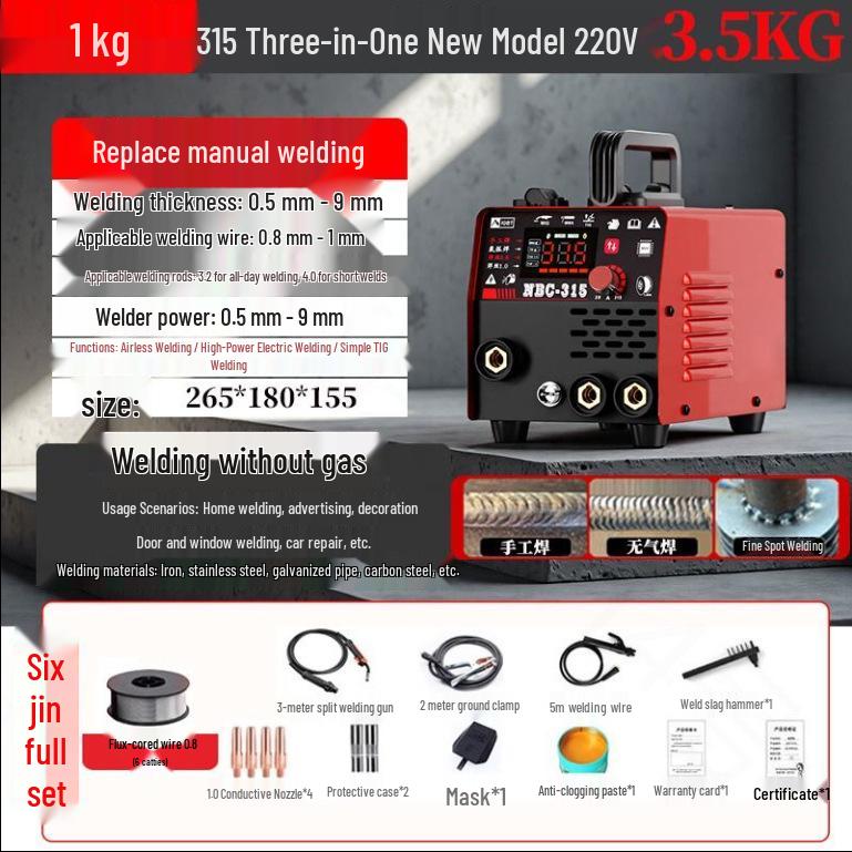 Naishunjia MIG-315 Gasless Welder: Manual, TIG, and Three-in-One Electric Welding.