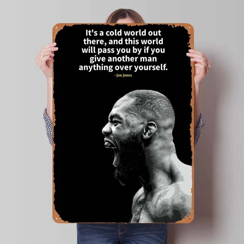 Jon Jones Metallskylt Boxningsposters Spelrumsinredning Man Vintage Plåttskylt Plakett för Väggkonst Dekoration Interiör