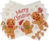 4/6pcs Gingerbread Peppermint Snowflake Print Single-Sided Christmas Placemat Set for Farmhouse Holiday Decor