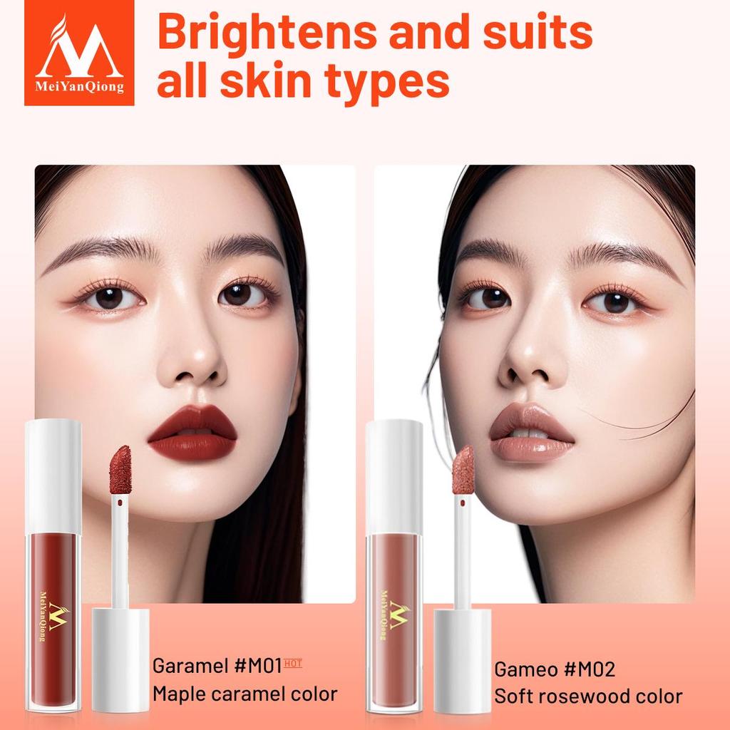 MeiYanQiong Lipgloss, matt, Lipgloss, samtiger Lippenstift, flüssig, matt, wasserdicht, Lippentönung, voll und reichhaltig, sexy Lippen-Make-up, Kosmetik