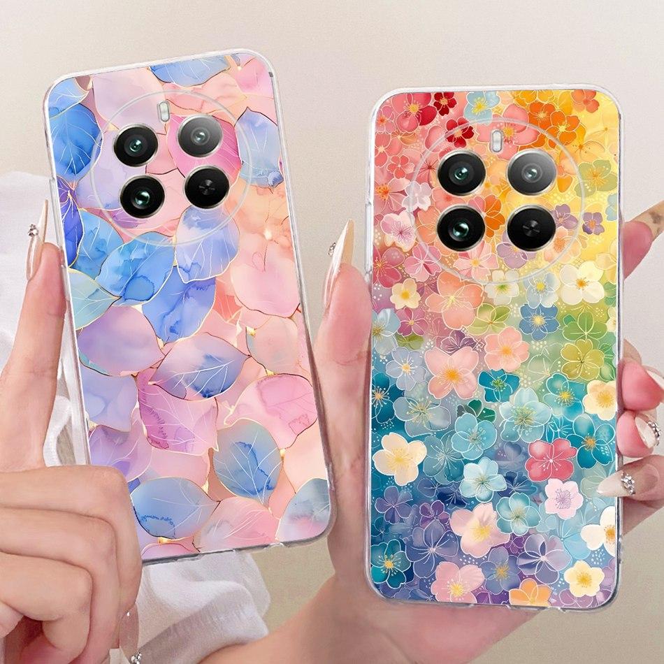 For Realme 12+ 12X 12 5G Cute Flower Butterfly Cat Painted Case For Realme12 5G 12 Plus 12X 12Plus Soft Silicone TPU Phone Cases