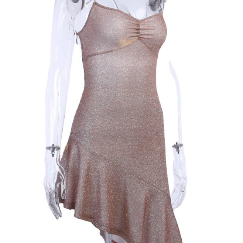 

Элегантное облегающее сексуальное женское платье на бретельках с открытой спиной, роскошные вечерние мини-платья, женский халат femme, женское платье, Vestidos Mujer L розовый