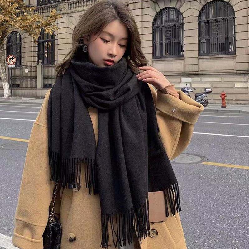 Wool & Cashmere Winter Scarf for Women & Men - Solid Color, Large, 2026 New