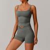 Fashion Nude Feel Brushed Yoga Clothes Suit Women's Big Neckline off-Shoulder Long Sleeves Tight Sports Fitness Pant Belt Chest Pad