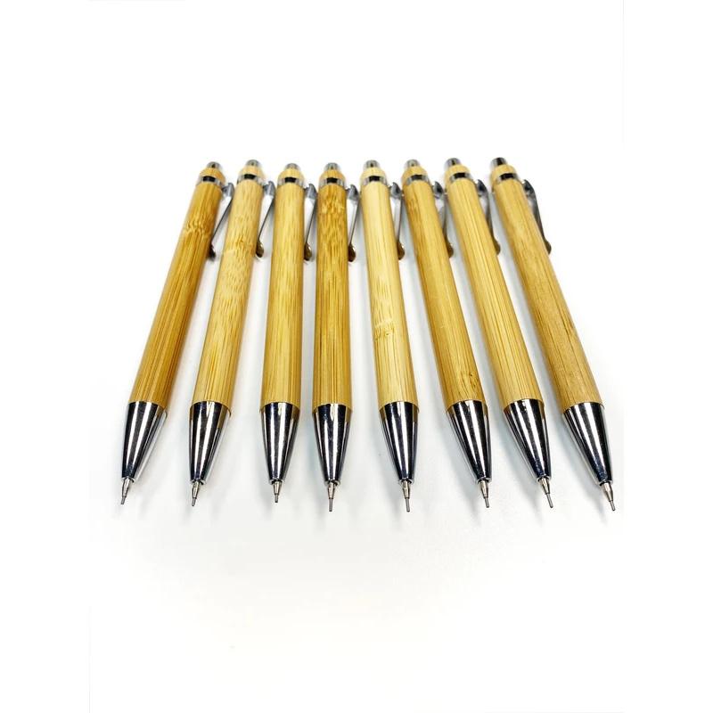 10/20Pcs Set Bamboo Wood Black Lead 0.7mm Automatic Student Mechanical Pencil Office School Writing Stationery