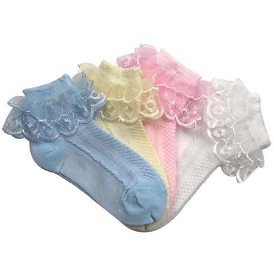 1Pair Socks Solid Color Anti-skid Cotton Baby Girls Lace Socks for Dancing