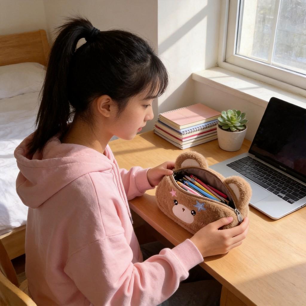 Plush Animal Pen Case With Large Capacity For Students And Kids