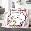 1pc Chiikawa Blanket with Custom Name, Gift, for Men and Women, Soft Blanket, Good for Sofa Bed Couch Travel, Lightweight Flannel Blanket