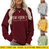 Womens Casual Cotton Hoodie Round Neck Long Sleeve Loose Fit Winter 2025 Printed Sweatshirt