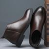 Chelsea Boots für Herren Herbst Winter Leder Herrenstiefel Britischer Stil Hohe Schuhe Trendig Vielseitig Warm Lederstiefel Herren 46
