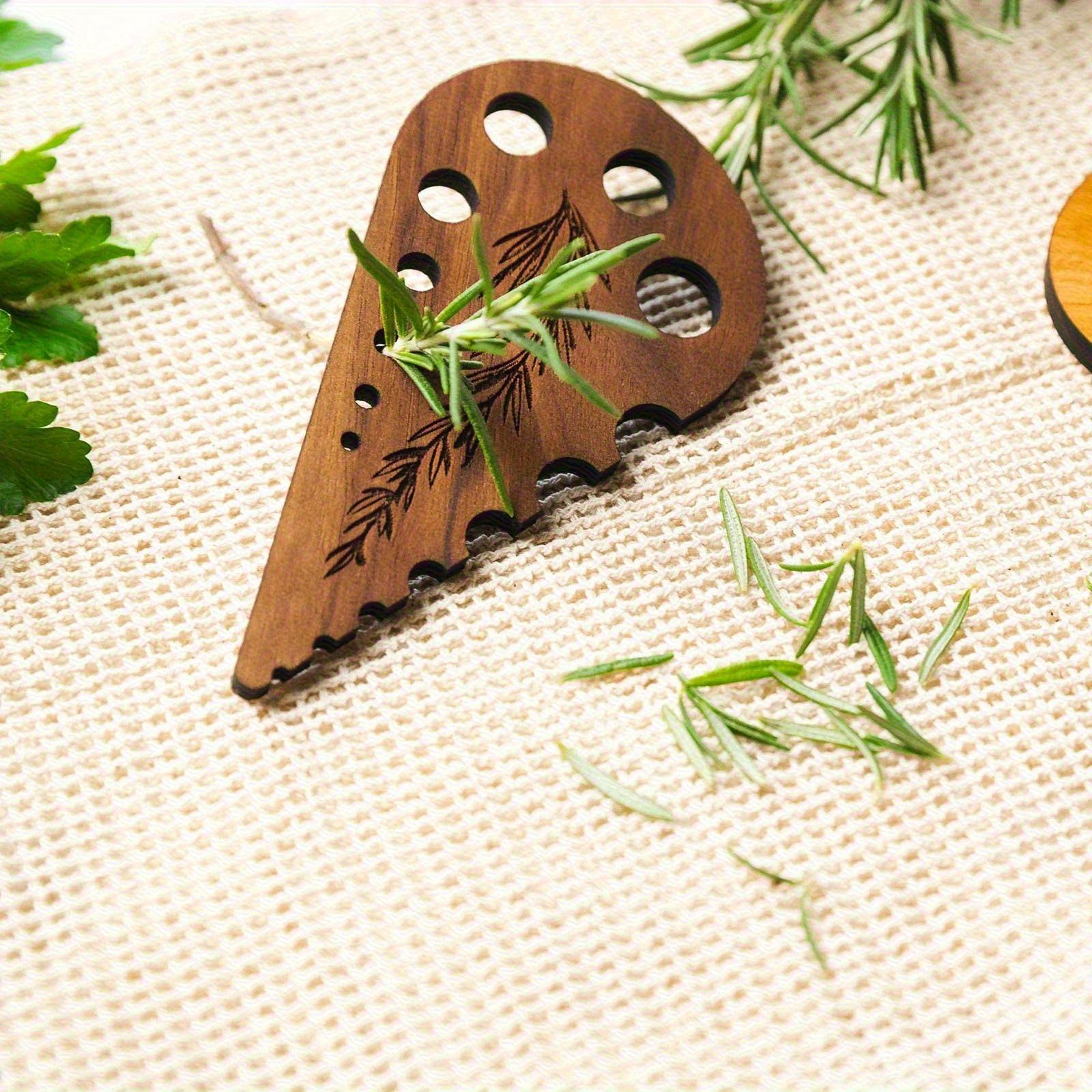 Плоский 2D, 2 шт. Инструмент для очистки и удаления стеблей кухонных трав - Прочные дренажные отверстия, Элегантный внешний вид под черное и коричневое дерево - Идеальный подарок для домашних поваров artificial wood