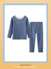 2025 Autumn/Winter Kids' Thermal Underwear Set – Warm Solid Color Base Layer, Long Sleeve & Pants Two-Piece Pajamas