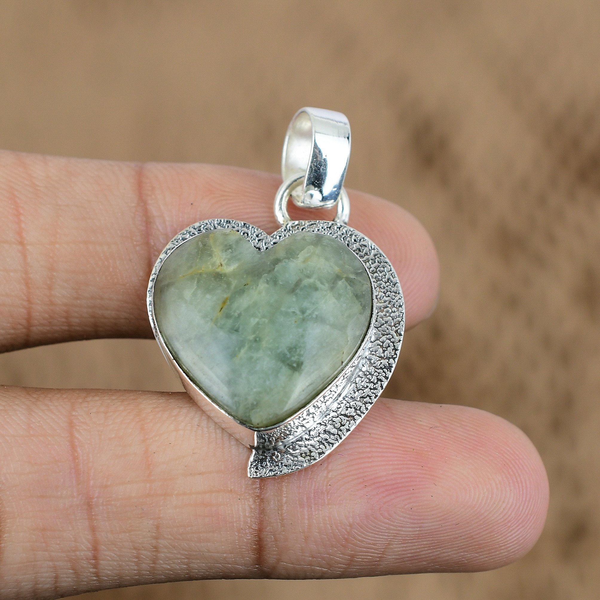

Natural Aquamarine Gemstone Pendant Heart 925 Sterling Silver Jewelry For Girls