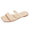 Summer New European and American Versatile Flat Bottom One-word Buckle Women's Slippers Mature Fashion Large Size Foreign Trade Flat Bottom Slipper