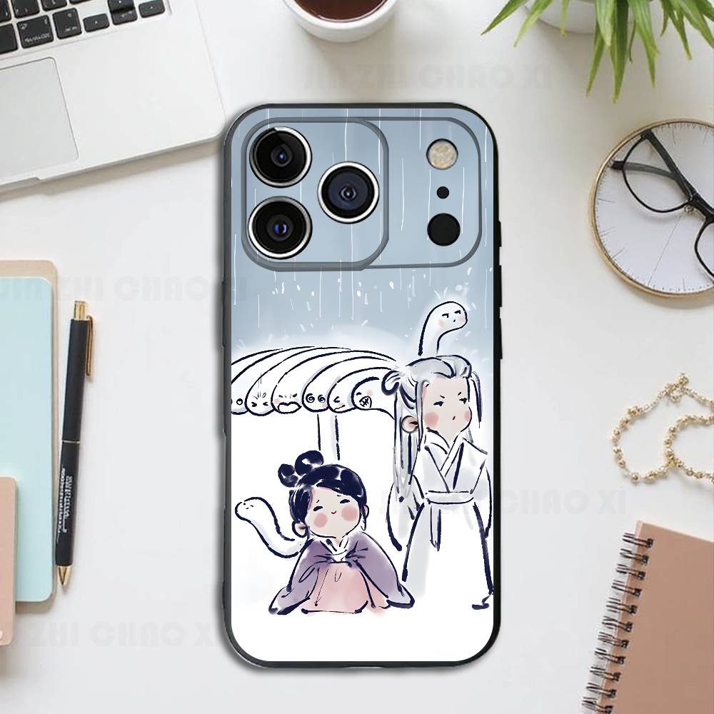 Drama XiaoYao Black Phone Case For IPhone 17 16 15 14 13 12 13 12 11 Pro Max Plus XS XR Silicone Soft Back Cover