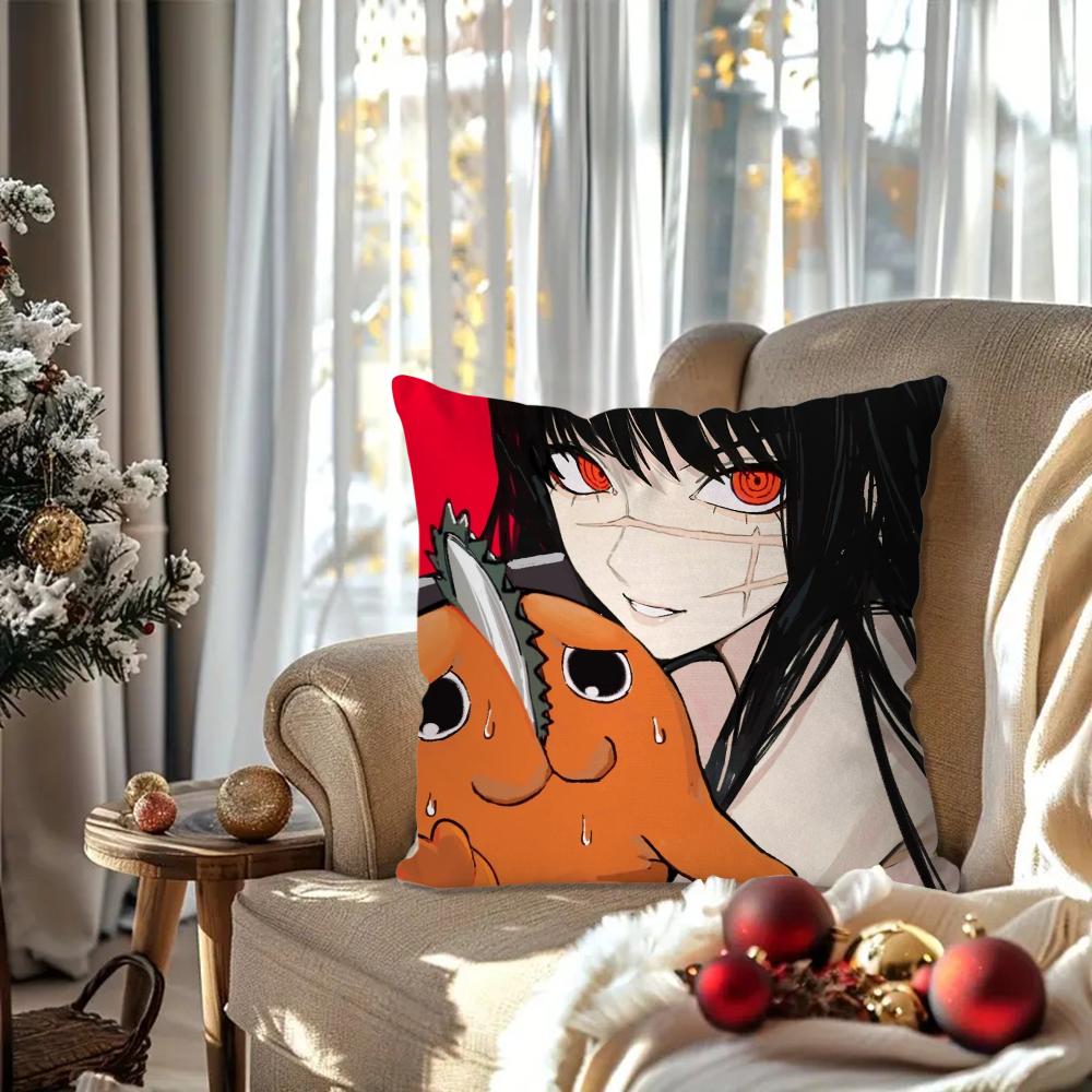 Pochita Japanese Anime Chainsaw Man Pillow Case Square Pillow Bedroom Sofa Leisure Comfort Car Living Room Home Decoration 40X40