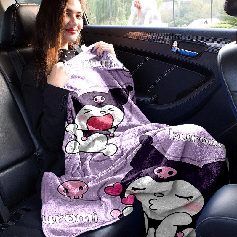 1pc Kuromi's Cute Adventures Blanket, Soft and Cozy Home Decor Gift for All Seasons, Living Room, Travel, Camping, Car Blankets, Beach, Office Naps, P