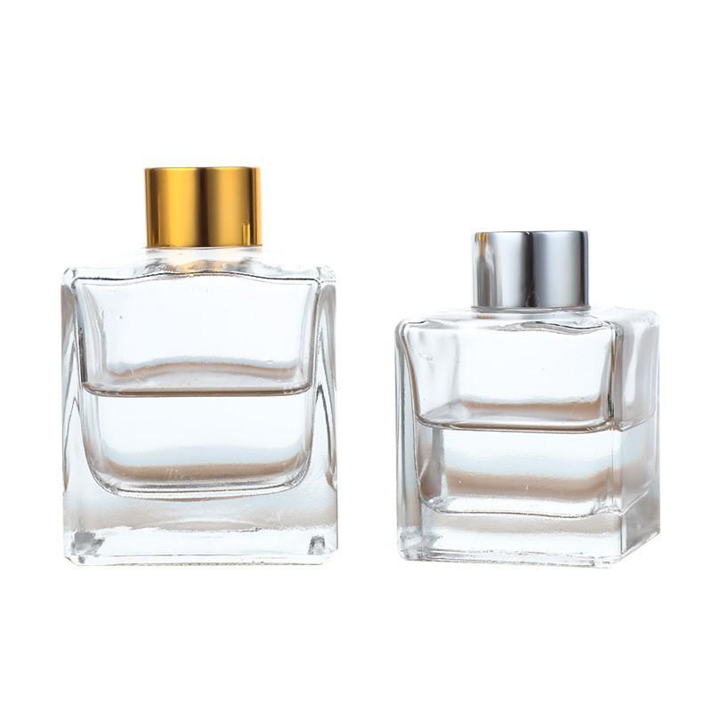 Transparent Square Glass Aroma Diffuser Bottle for Essential Oils and Perfumes