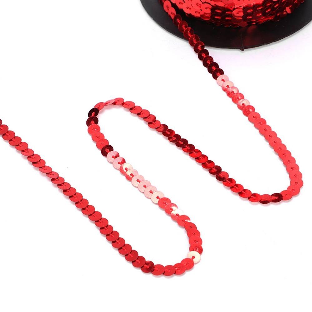 

1pcs Round Flat Shape Sequin Trim 6mm Width Glitter Ribbon Flat Sequin Strip Crafts Projects красный