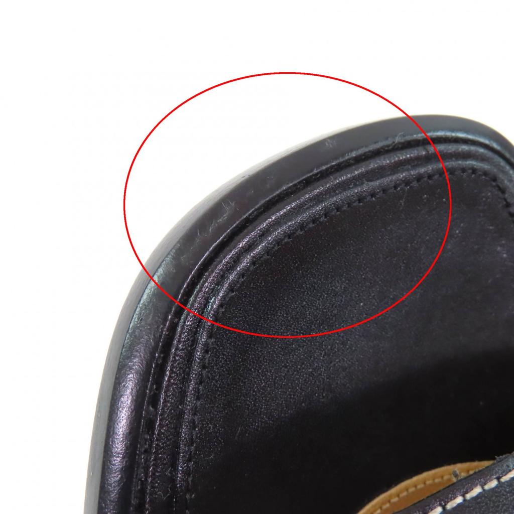 Excellent HERMES Sandals Ankle Strap with API Metal Black Leather Women 35.5 Used