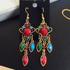 Vintage court gem set earrings long temperament bohemian earrings niche earrings women
