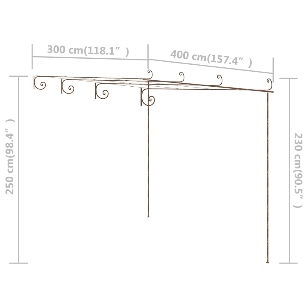 Garden Pergola Antique Brown 4 x 3 x 2.5 m Iron