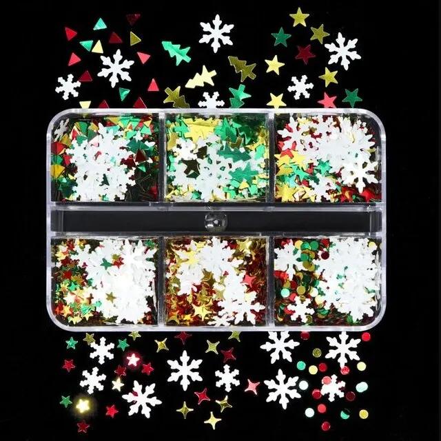 

6 сеток смешанный дизайн ногтей блестки снег бабочка блестящие накладные ногти украшения профессиональные аксессуары инструмент день святого валентина рождество