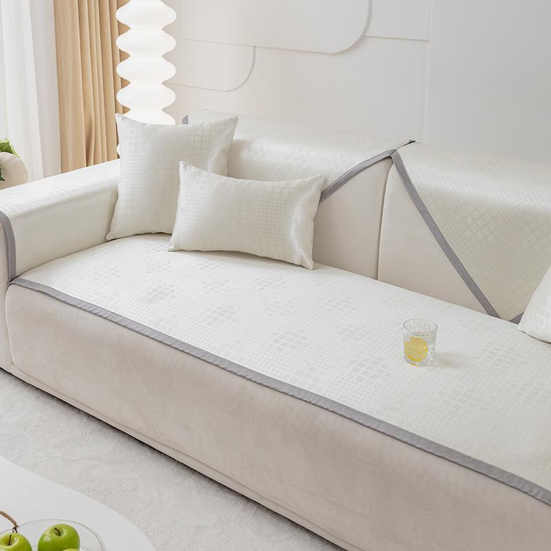 Ice Silk Sofa Cushion Summer Cool Non-Slip Mat Machine Washable Sofa Cover Soft Breathable Fabric