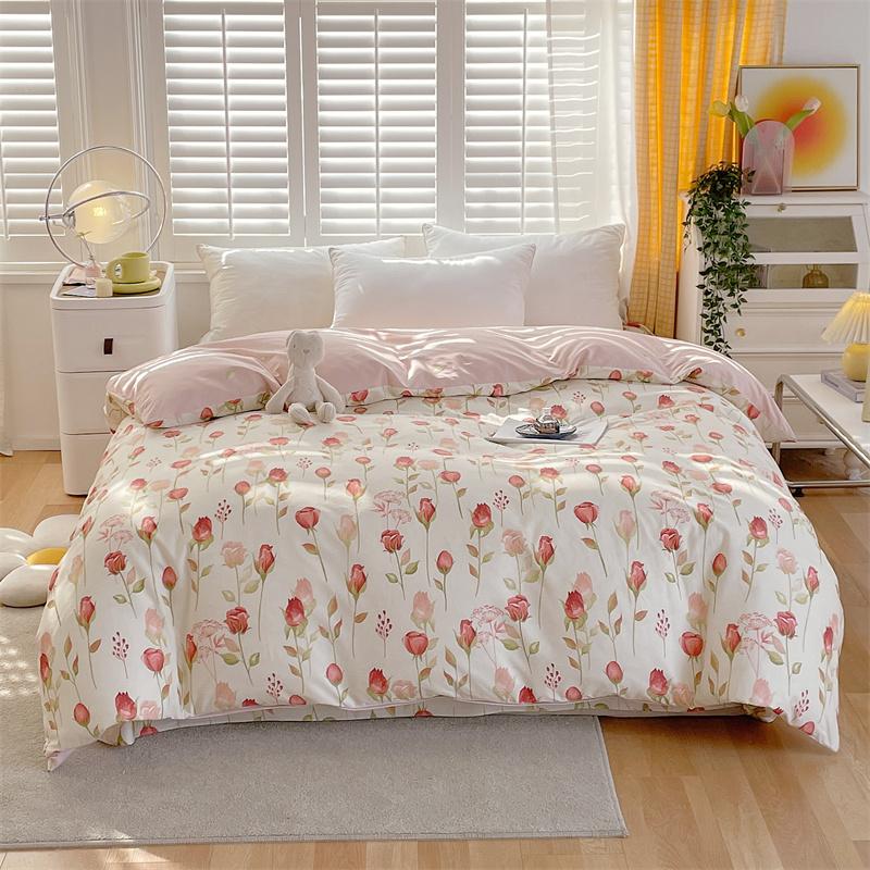 Floral Duvet Cover Botanical Flowers Pattern Bedding Cotton Comforter Cover Lightweight Boho Floral Quilt Cover for Girls Women