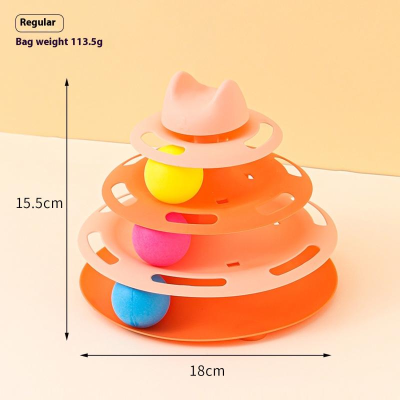 3/4 Levels Cat Toy Tower Turntable Roller Balls Toys Interactive Intelligence Training Track Puzzle Funny Games Accessories