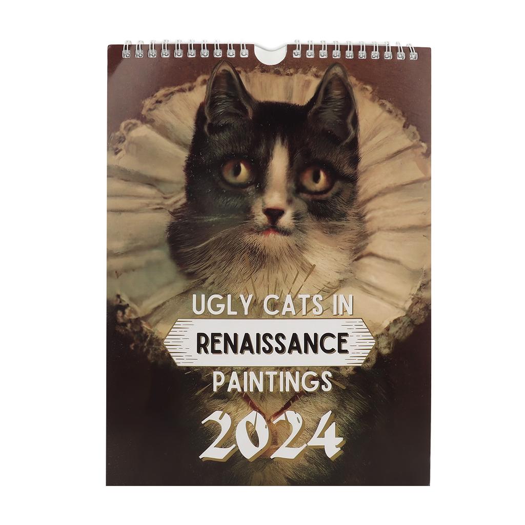 2024 Wandkalender süße hässliche Katzen verschiedene Bilder sichere Papier Katze Kalender für Familie Offi