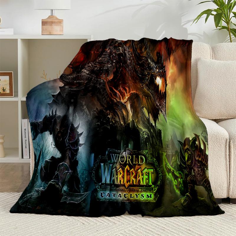 1PC Game Warcraft Darkness Warrior Flannel Blanket Gift, Suitable for Both Men And Women, Soft Ideal for Beds And Sofa, Birthday Or Christmas Gift