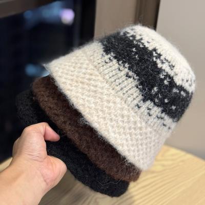 New Knitted Dome Fisherman Hat for Women In Autumn and Winter All Match Face Showing Small Korean Style Simple Woolen Hat Warm Hat Trendy
