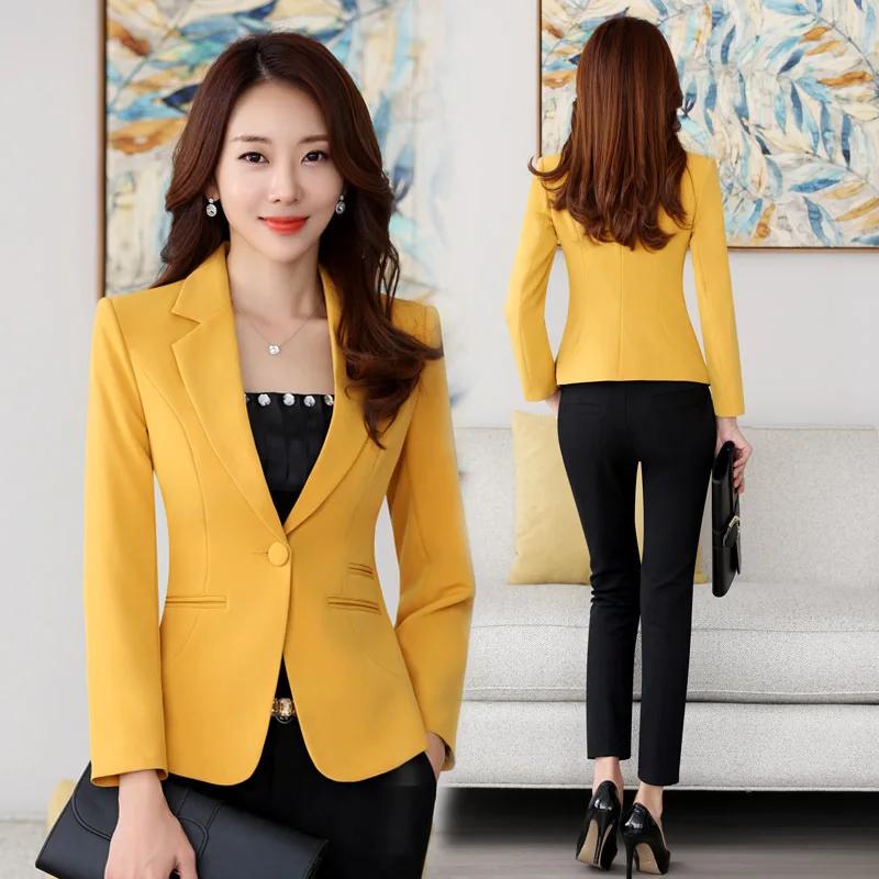 Giacca Blazer da Donna di Alta Qualità Autunno Ufficio Donna Abbigliamento Formale da Lavoro Piccolo Abito Blazer Monopetto