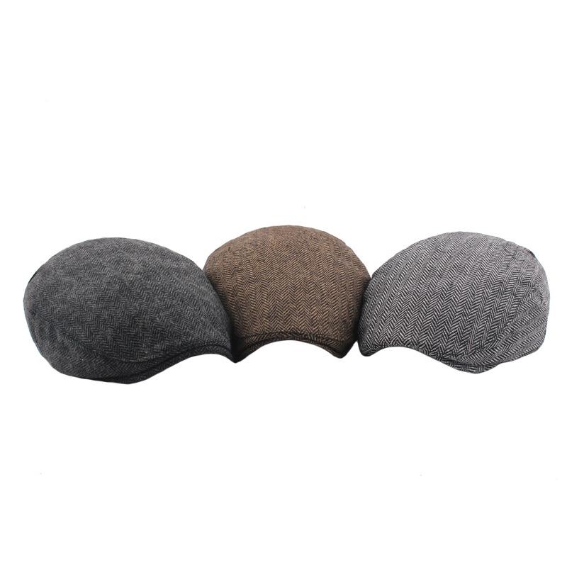 Męska czapka gazeciarza z tweedu, brytyjski beret retro, wełniana czapka typu forward hat, codzienna czapka