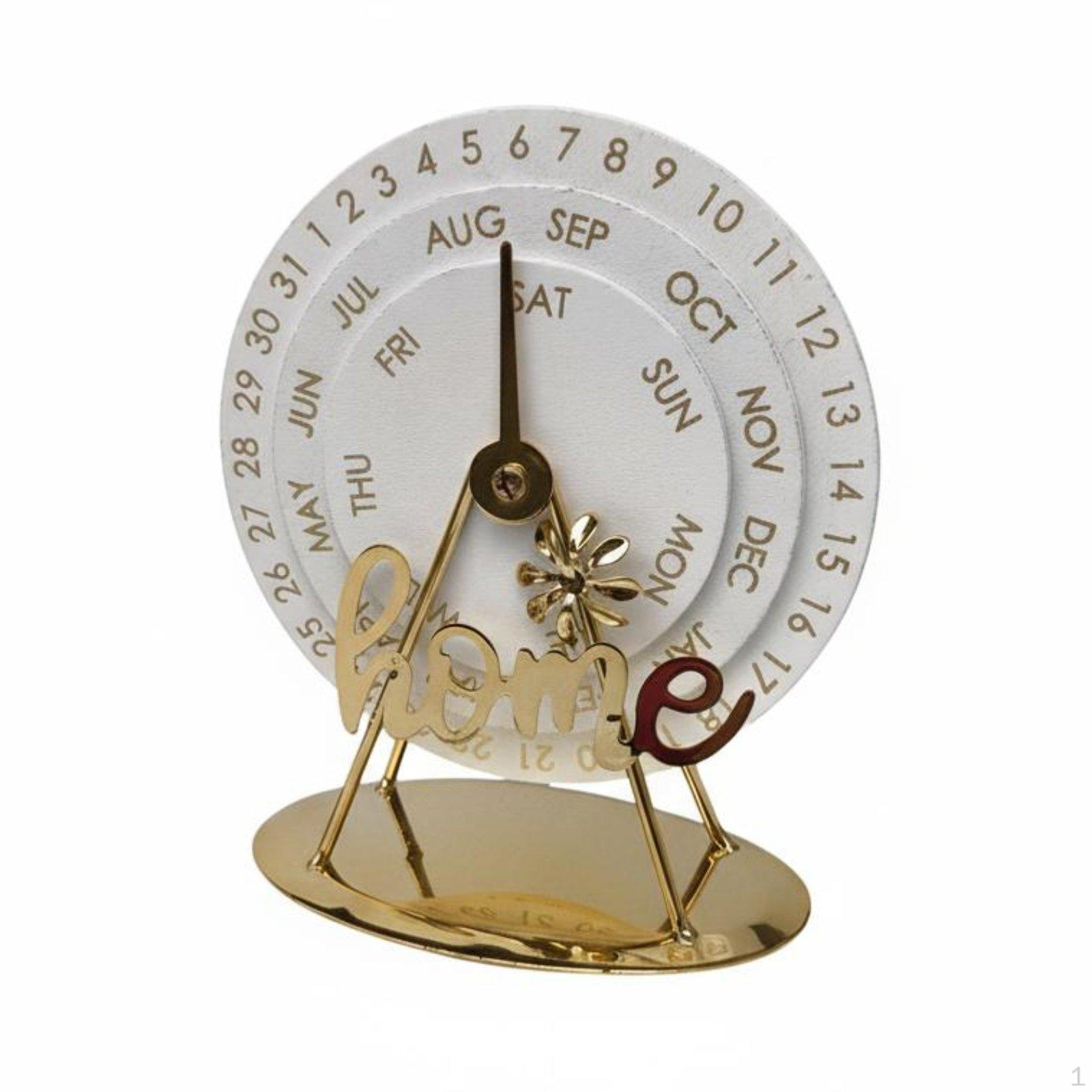 Rotating Desk Calendar Iron Design Manual Everlasting Creative Gift Tabletop Ornament for Home