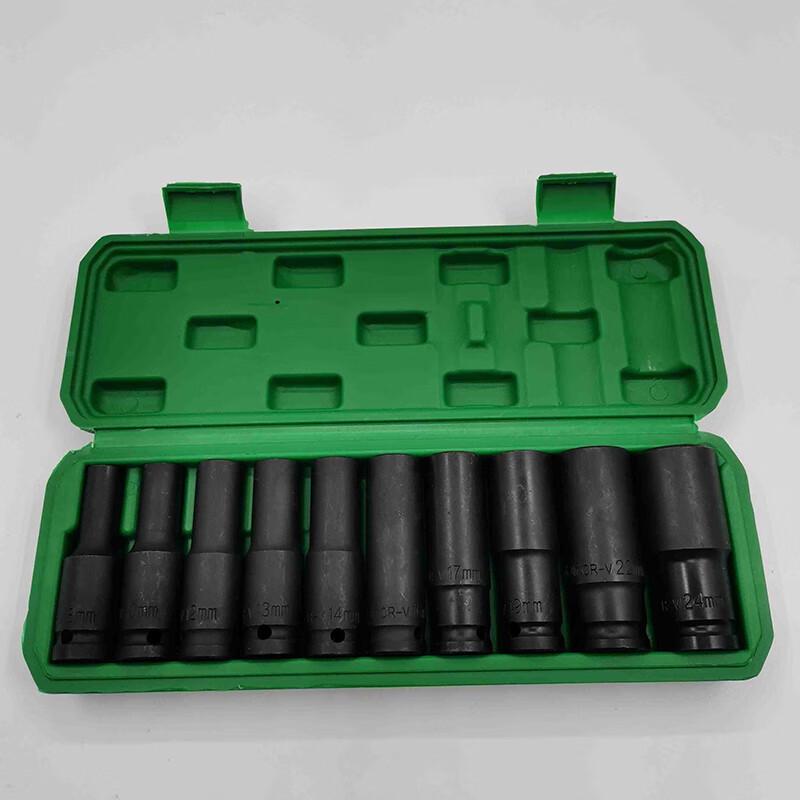 Lingxi 10-Piece Extended Hex Socket Set for Electric Impact Wrench (8-24mm)