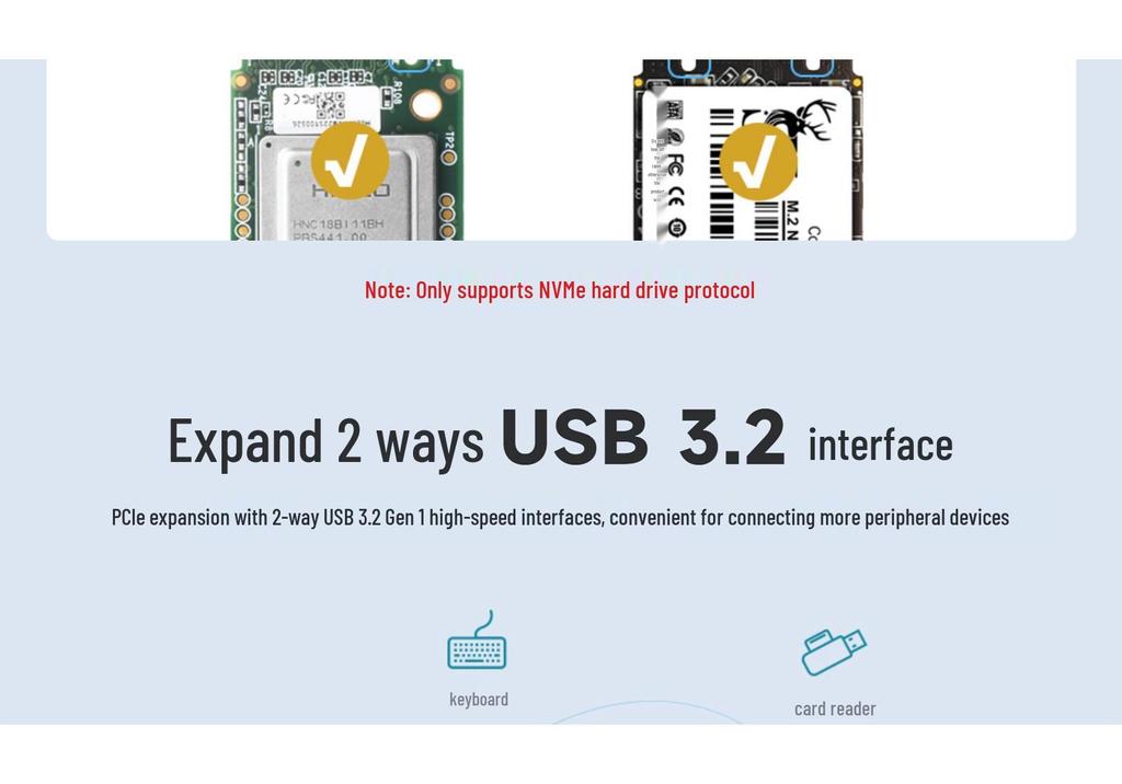 Raspberry Pi 5 PCIe Expansion Card: Plug & Play, Dual Network Ports, Dual USB, High-Speed.