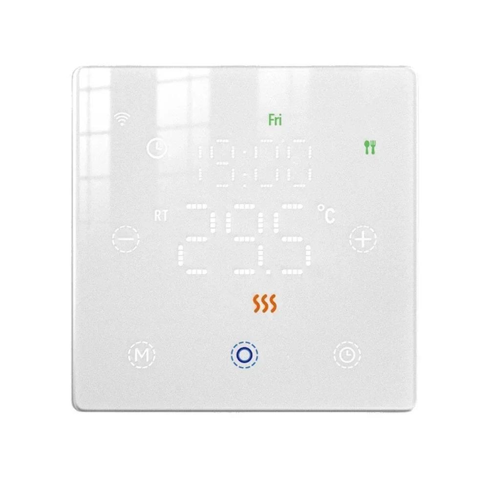 

Smart Digital Thermostat Featuring Remote WiFi Control and 7 Day Programmable Schedule for Gas Boilers with Integration білий