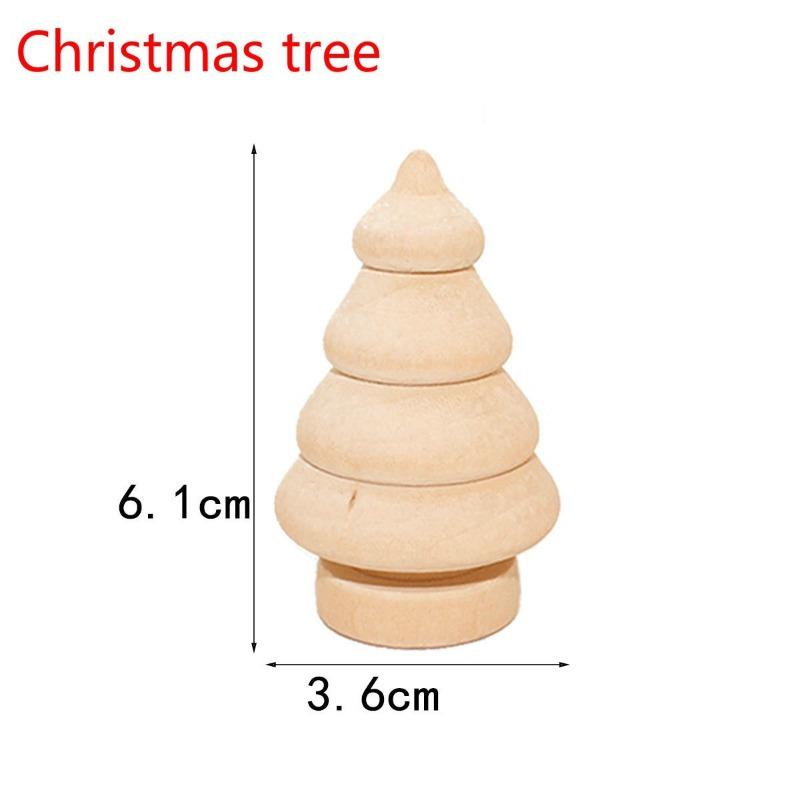 10pcs/set Children Log Dolls Wood Figurines Christmas Decoration Handicraft Kid DIY Painting Wood Tree Snowman Craft Toy