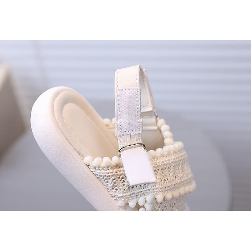Girls Fashion Summer New Cross-Strap Fold-Edge Beach Shoes Comfortable Simple Casual Solid Color Sandals