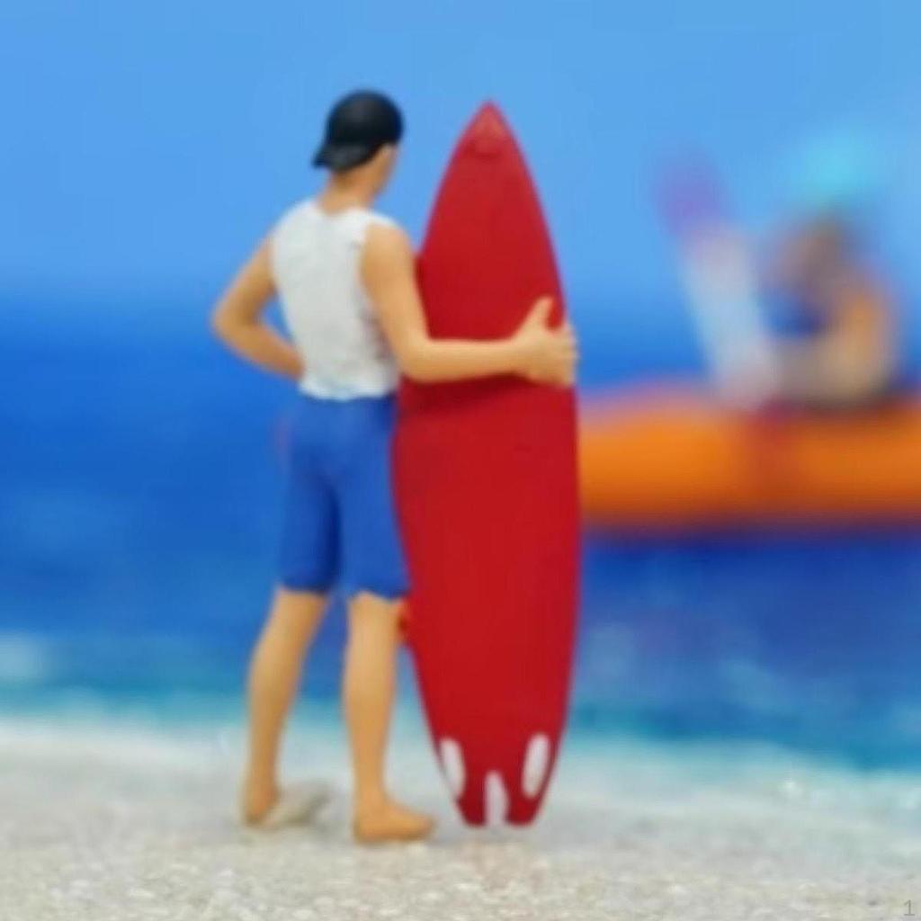 1/64 Miniature Surfing Figure Beach Surfer Dollhouse Accessories Photo Prop Painted