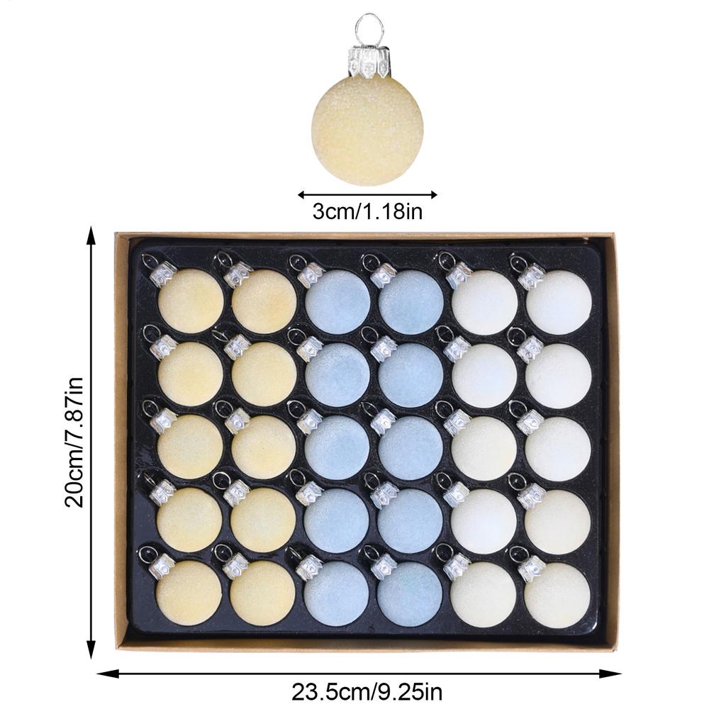 30 Christmas Tree Balls Decorations 3cm Small Plush Flocking Balls Set Hanging Christmas Tree Decorations Balls For Holiday