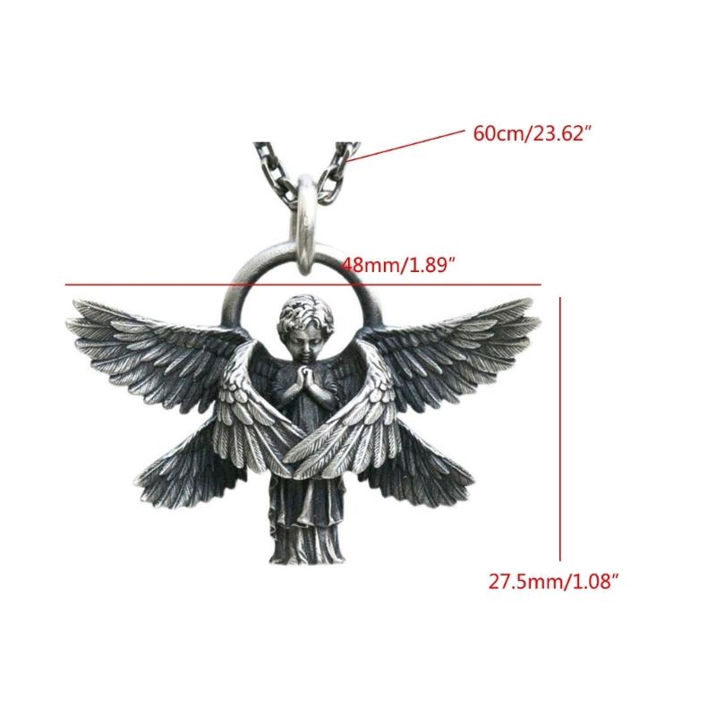 Seraphim Pendant Necklace Long Chain Angel Clavicle Chain Men and Women Couples Creative Gifts Valentine's Day Gifts